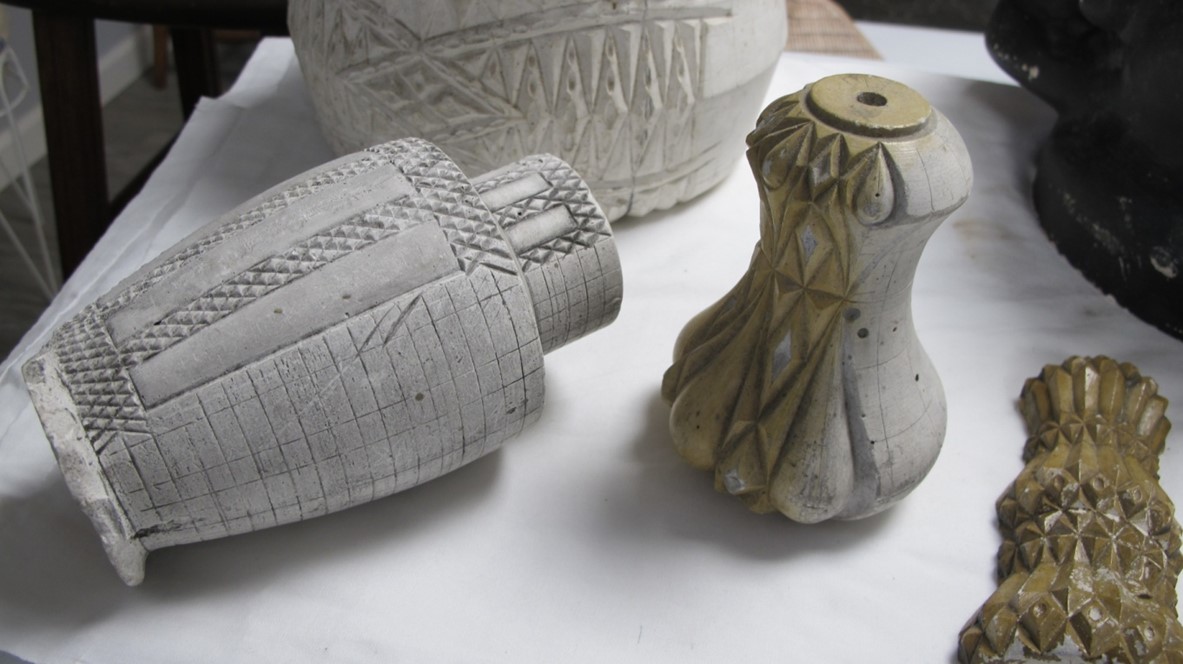 Unfinished precut plaster patterns from Walt’s studio